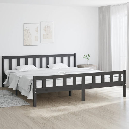 vidaXL Bed Frame Grey Solid Wood 200x200 cm