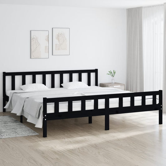 vidaXL Bed Frame Black Solid Wood 200x200 cm