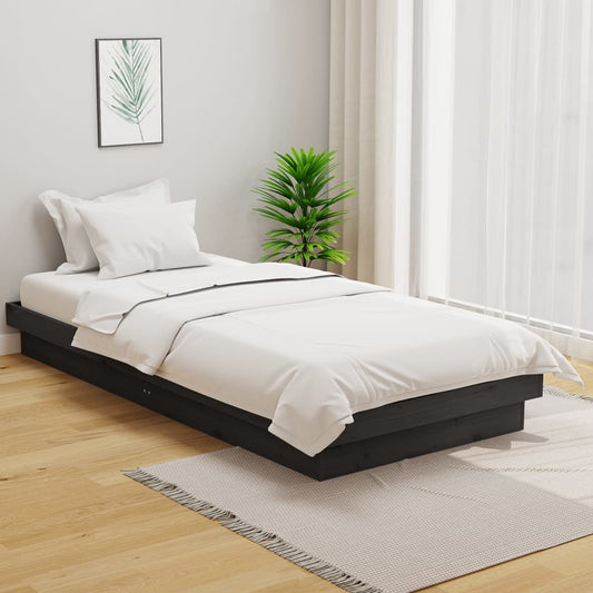vidaXL Bed Frame Grey Solid Wood Pine 100x200 cm