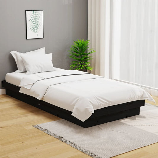 vidaXL Bed Frame Black Solid Wood Pine 100x200 cm