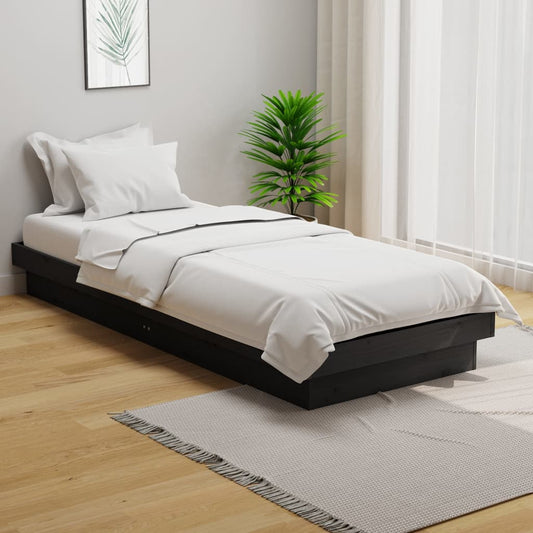vidaXL Bed Frame Grey Solid Wood 75x190 cm Small Single