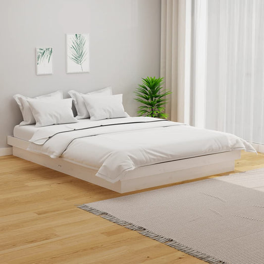 vidaXL Bed Frame White Solid Wood 120x190 cm Small Double