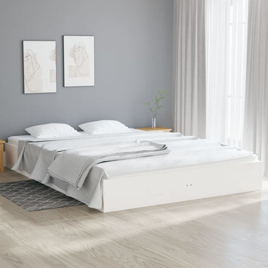 vidaXL Bed Frame White Solid Wood 140x200 cm