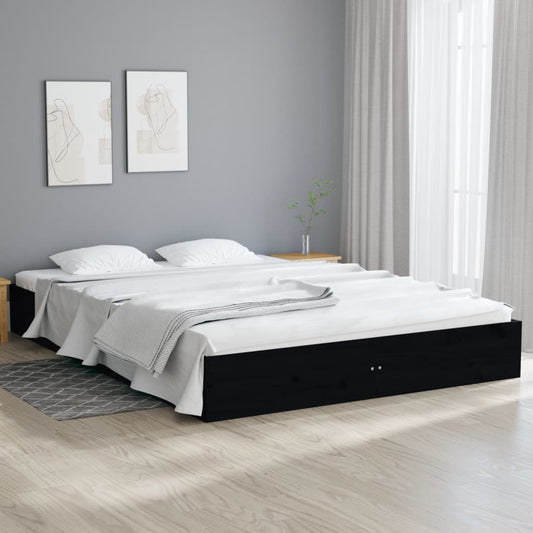 vidaXL Bed Frame Black Solid Wood 120x200 cm
