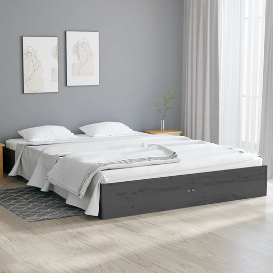 vidaXL Bed Frame Grey Solid Wood 120x190 cm Small Double
