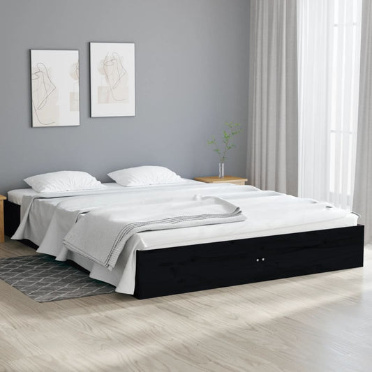 vidaXL Bed Frame Black Solid Wood 120x190 cm Small Double