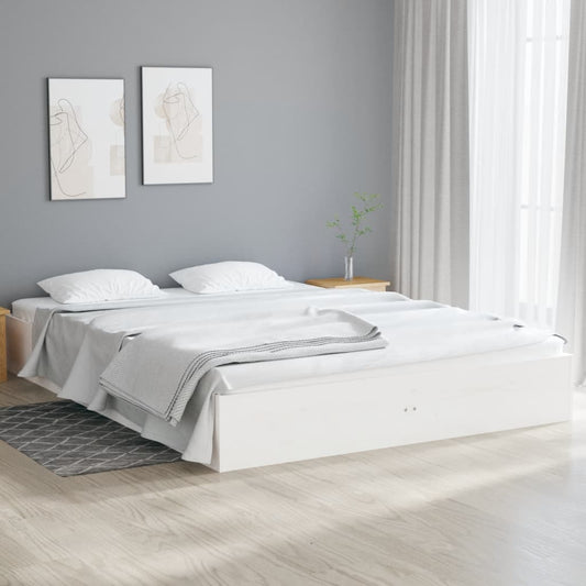 vidaXL Bed Frame White Solid Wood 140x190 cm
