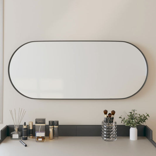 vidaXL Wall-mounted Mirror Black 25x60 cm Oval