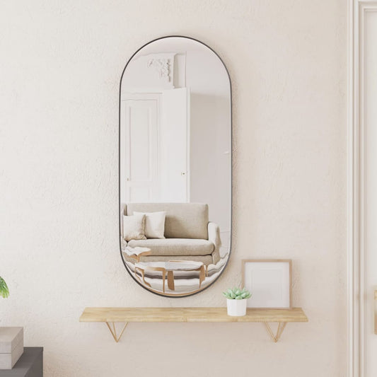 vidaXL Wall-mounted Mirror Black 30x70 cm Oval