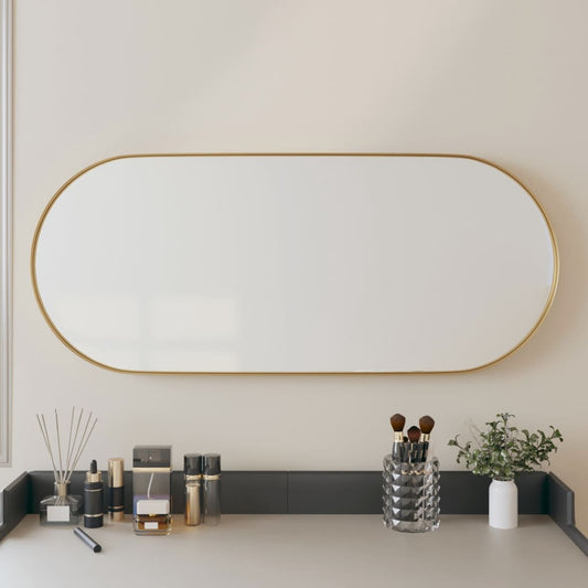 vidaXL Wall-mounted Mirror Gold 25x60 cm Oval