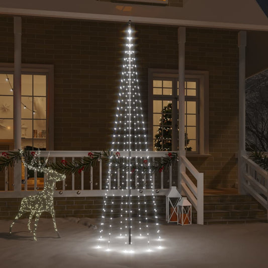 vidaXL Christmas Tree on Flagpole Cold white 310 LEDs 300 cm