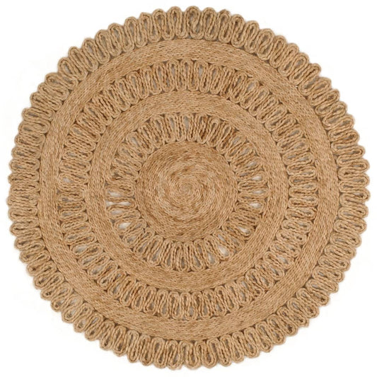 vidaXL Area Rug Hand-braided Jute 90 cm Round
