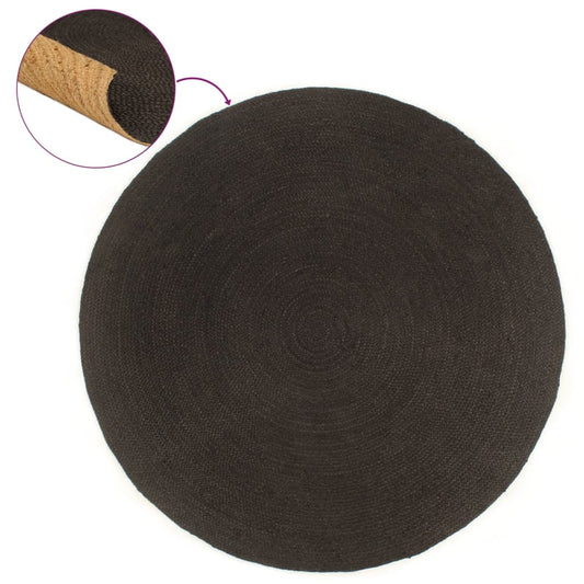 vidaXL Braided Rug Reversible Anthracite and Natural 180 cm Jute Round