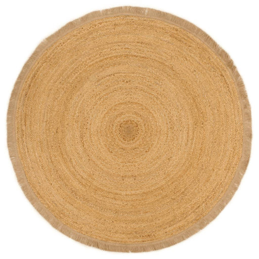 vidaXL Braided Area Rug with Ruffle Edge 120 cm Jute Round
