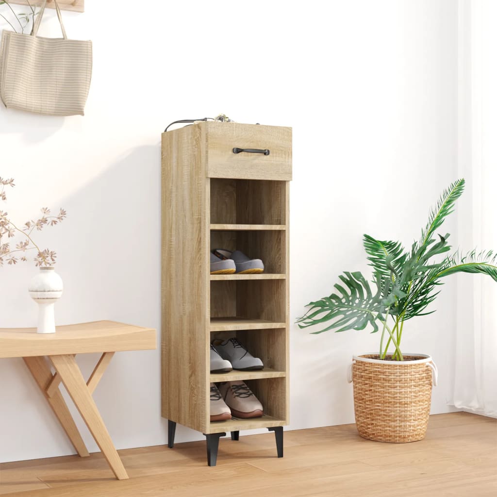 vidaXL Shoe Cabinet Sonoma Oak 30x35x105 cm Engineered Wood