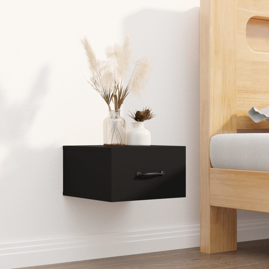 vidaXL Wall-mounted Bedside Cabinet Black 35x35x20 cm