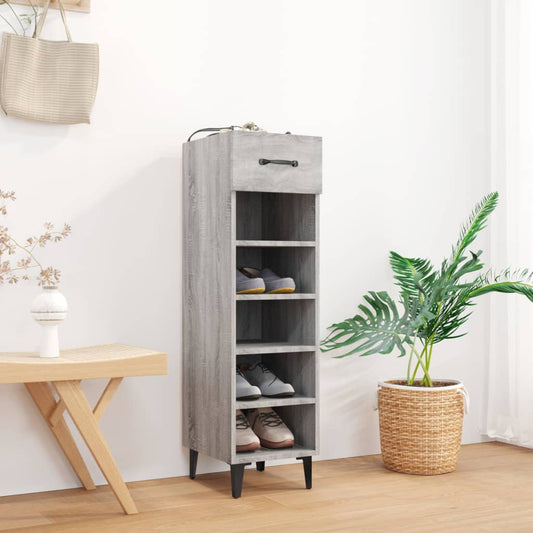vidaXL Shoe Cabinet Grey Sonoma 30x35x105 cm Engineered Wood