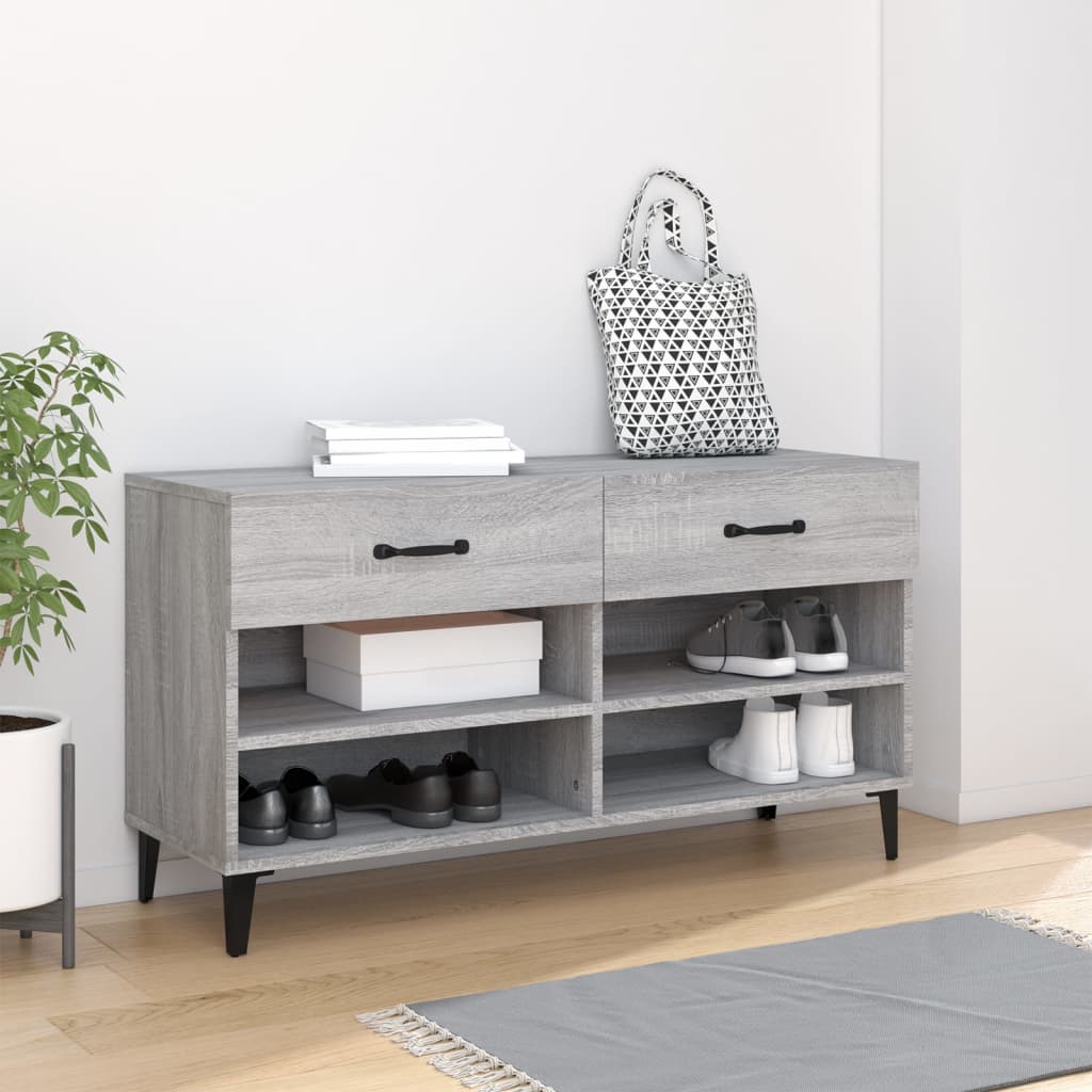 vidaXL Shoe Cabinet Grey Sonoma 102x35x55 cm Engineered Wood