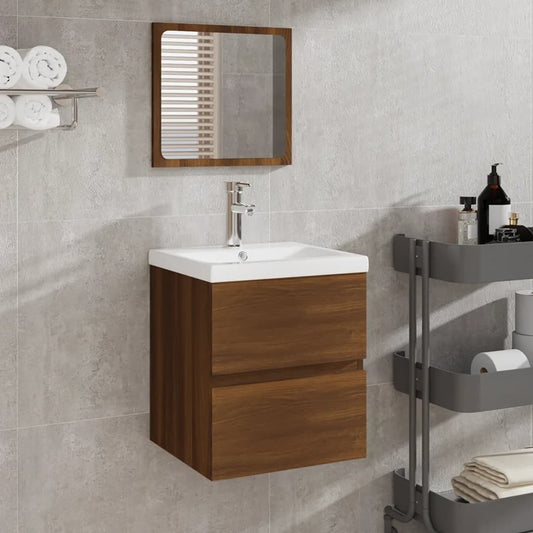 vidaXL Bathroom Cabinet with Mirror Brown Oak Engineered Wood