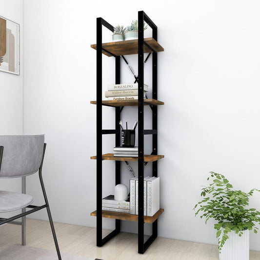 vidaXL 4-Tier Book Cabinet Smoked Oak 40x30x140 cm Engineered Wood