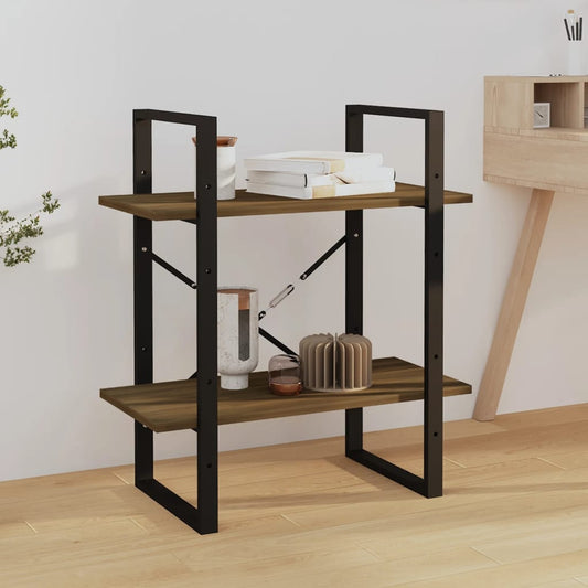 vidaXL 2-Tier Book Cabinet Brown Oak 60x30x70 cm Engineered Wood