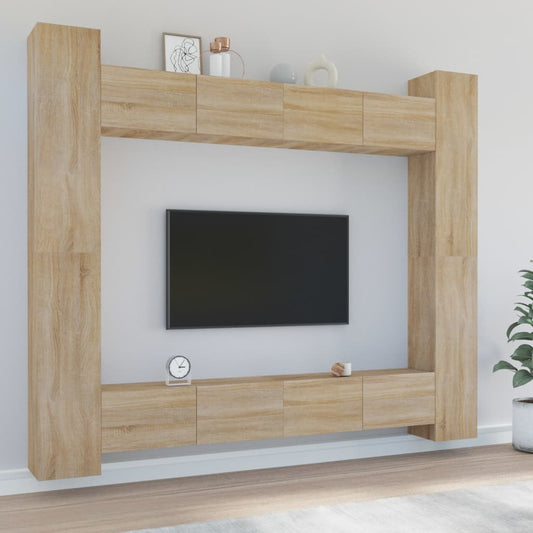 vidaXL 8 Piece TV Cabinet Set Sonoma Oak Engineered Wood