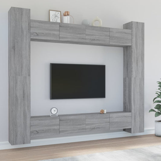 vidaXL 8 Piece TV Cabinet Set Grey Sonoma Engineered Wood