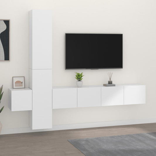 vidaXL 5 Piece TV Cabinet Set White Engineered Wood