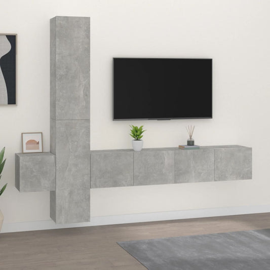 vidaXL 5 Piece TV Cabinet Set Concrete Grey Engineered Wood