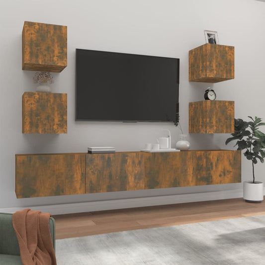 vidaXL 6 Piece TV Cabinet Set Smoked Oak Engineered Wood