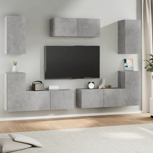vidaXL 7 Piece TV Cabinet Set Concrete Grey Engineered Wood