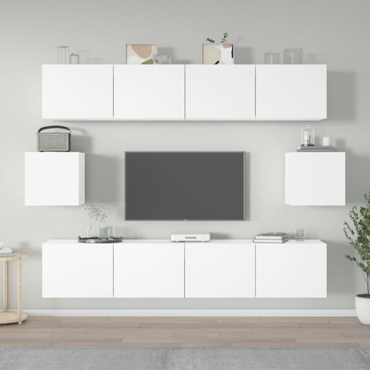 vidaXL 6 Piece TV Cabinet Set White Engineered Wood