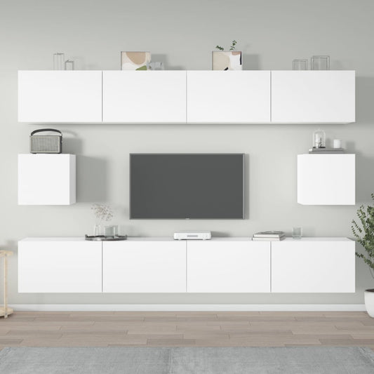vidaXL 6 Piece TV Cabinet Set White Engineered Wood