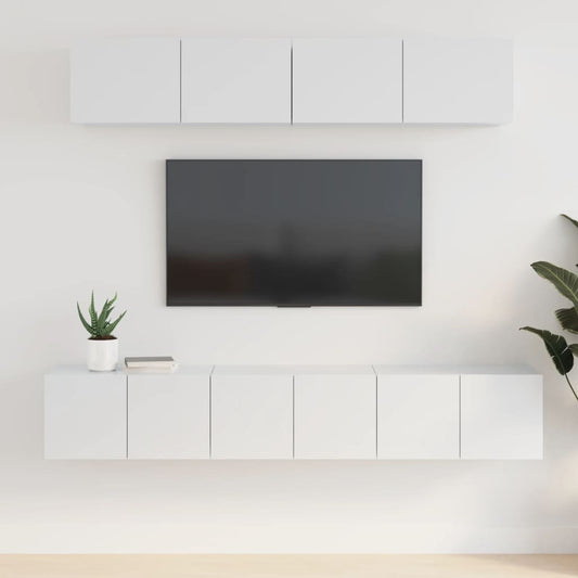 vidaXL 5 Piece TV Cabinet Set High Gloss White Engineered Wood