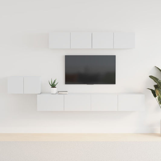 vidaXL 5 Piece TV Cabinet Set High Gloss White Engineered Wood