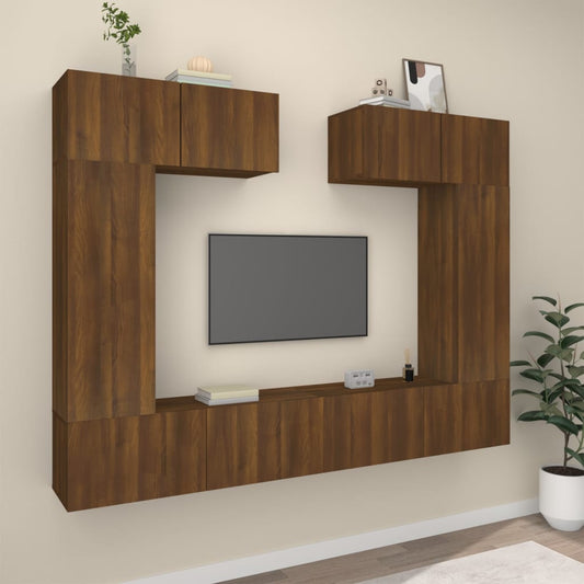 vidaXL 6 Piece TV Cabinet Set Brown Oak Engineered Wood