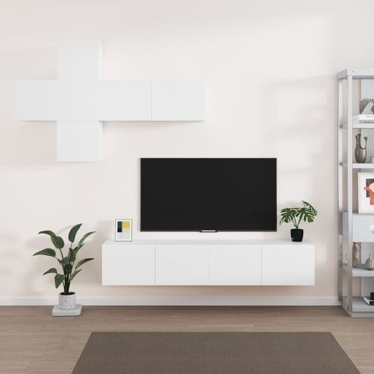vidaXL 7 Piece TV Cabinet Set White Engineered Wood