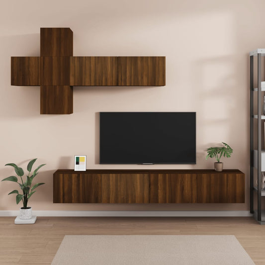 vidaXL 7 Piece TV Cabinet Set Brown Oak Engineered Wood