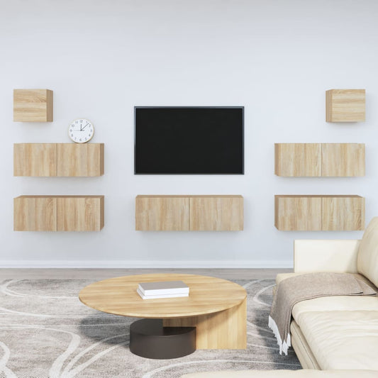 vidaXL 7 Piece TV Cabinet Set Sonoma Oak Engineered Wood
