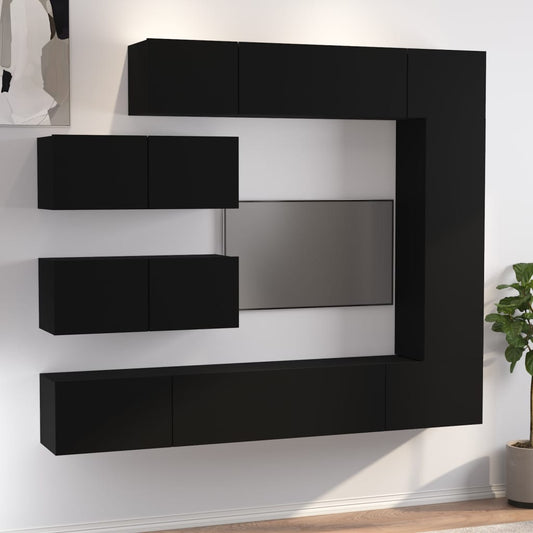 vidaXL 7 Piece TV Cabinet Set Black Engineered Wood