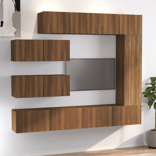 vidaXL 7 Piece TV Cabinet Set Brown Oak Engineered Wood