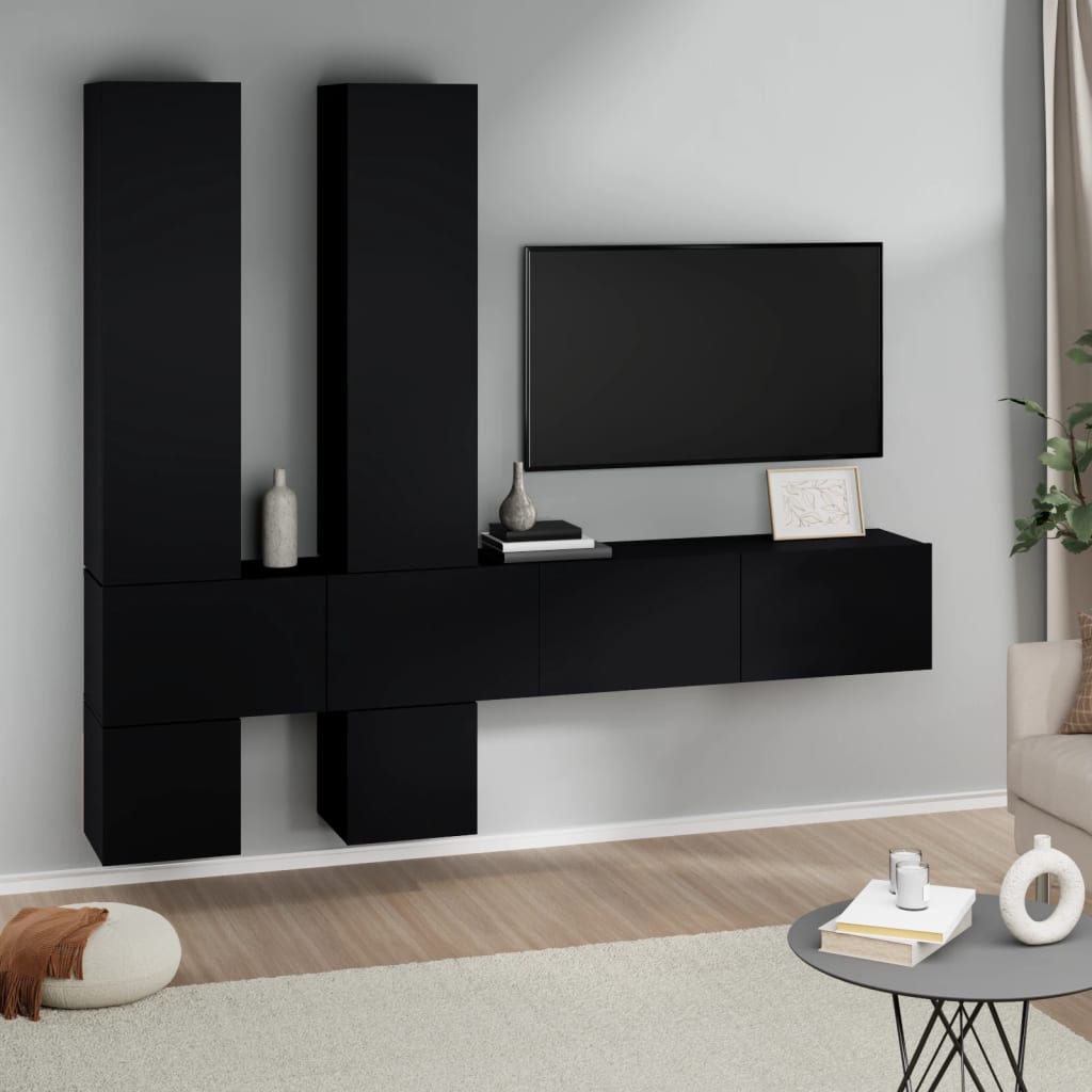 vidaXL Wall-mounted TV Cabinet Black Engineered Wood