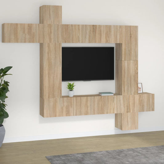 vidaXL 9 Piece TV Cabinet Set Sonoma Oak Engineered Wood