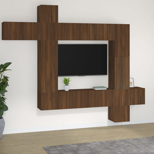 vidaXL 9 Piece TV Cabinet Set Brown Oak Engineered Wood
