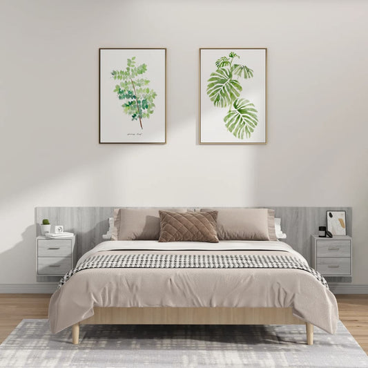 vidaXL Bed Headboard with Cabinets Grey Sonoma Engineered Wood