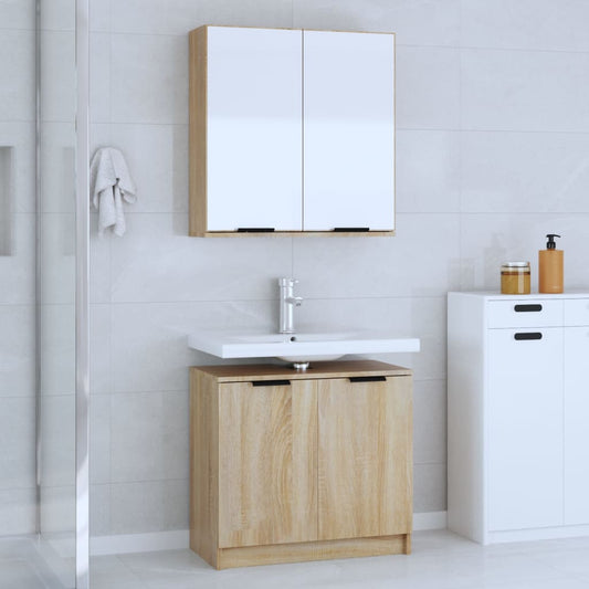 vidaXL 2 Piece Bathroom Cabinet Set Sonoma Oak Engineered Wood