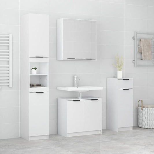 vidaXL 4 Piece Bathroom Cabinet Set High Gloss White Engineered Wood