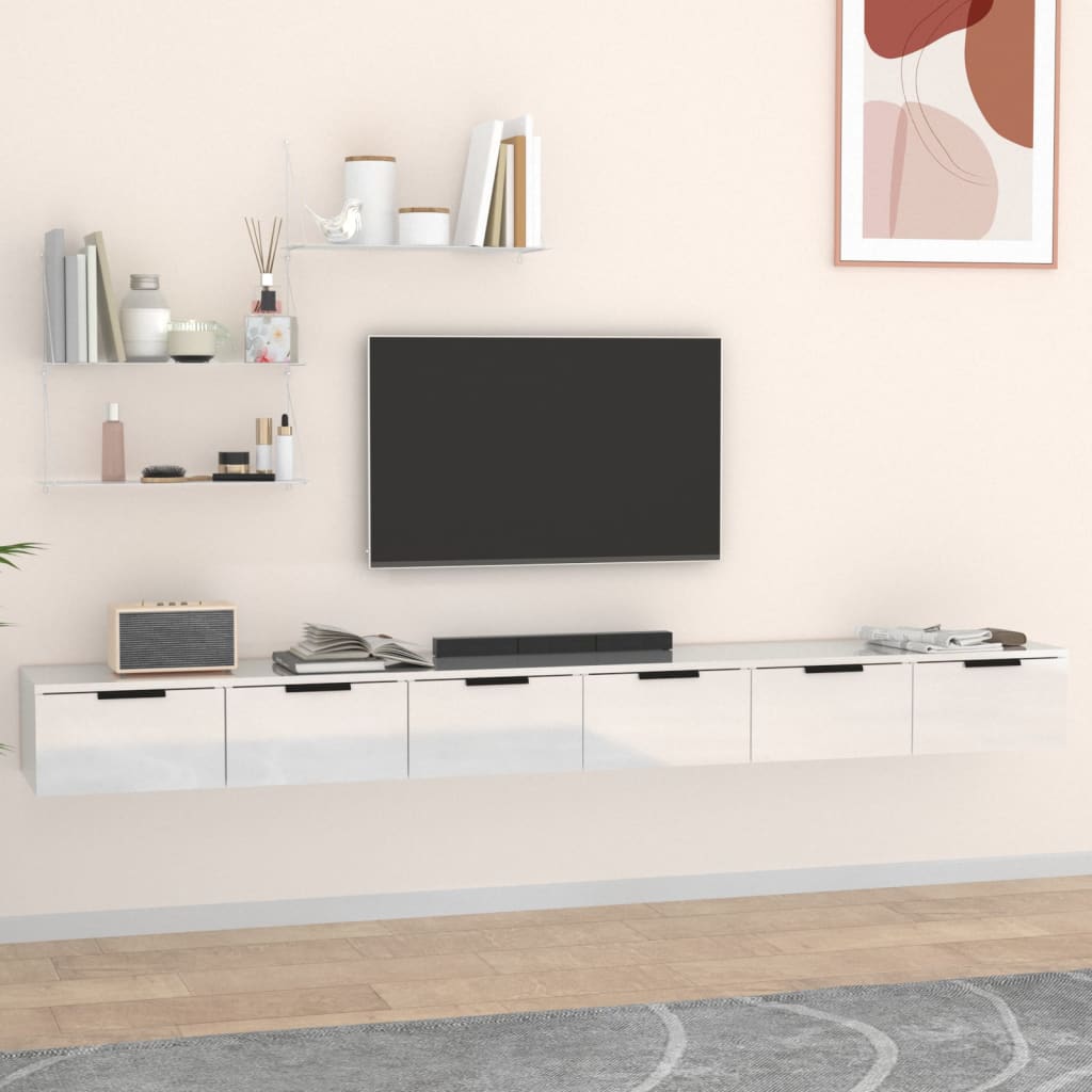 vidaXL Wall Cabinets 2 pcs High Gloss White 102x30x20 cm Engineered Wood