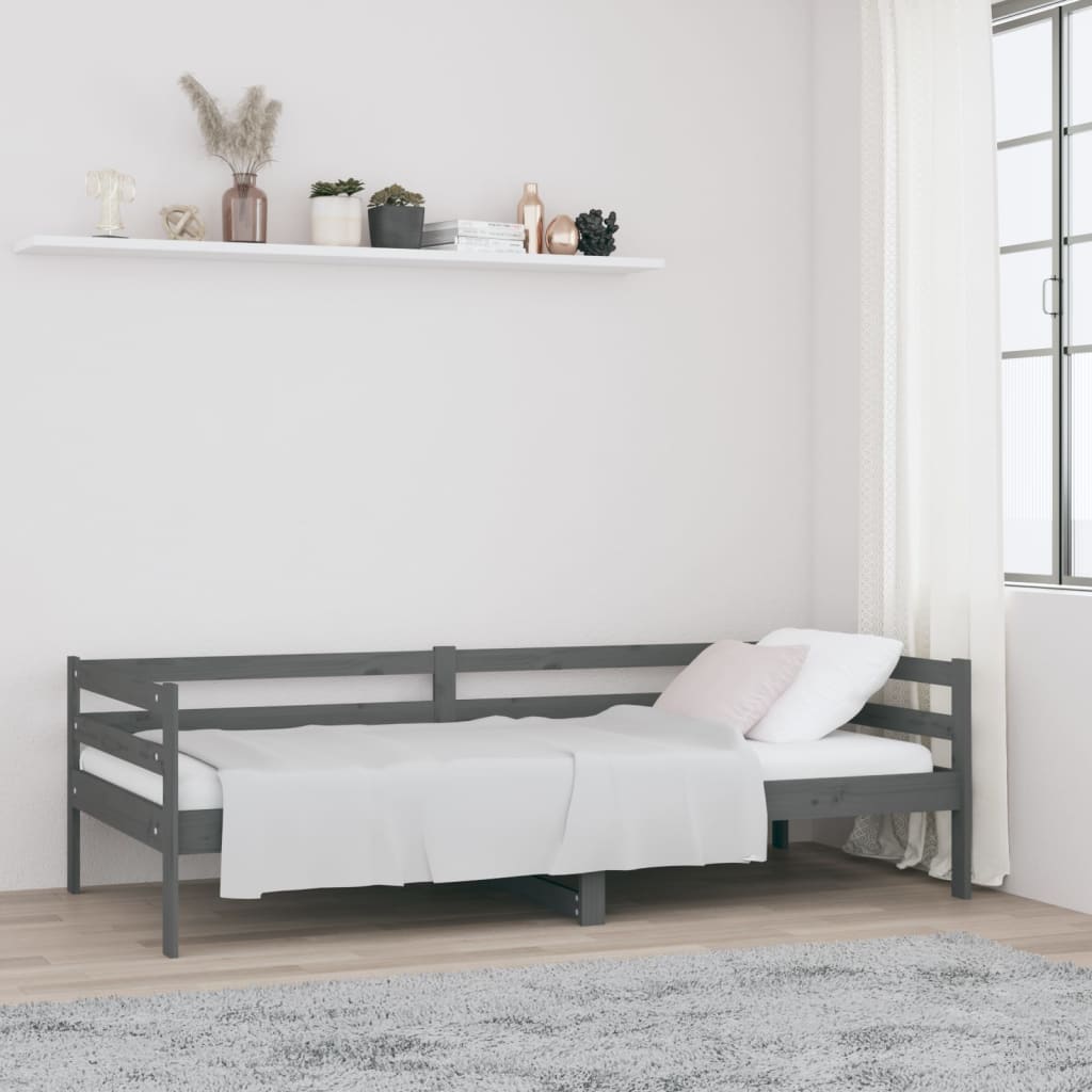 vidaXL Day Bed Grey 90x190 cm Solid Wood Pine