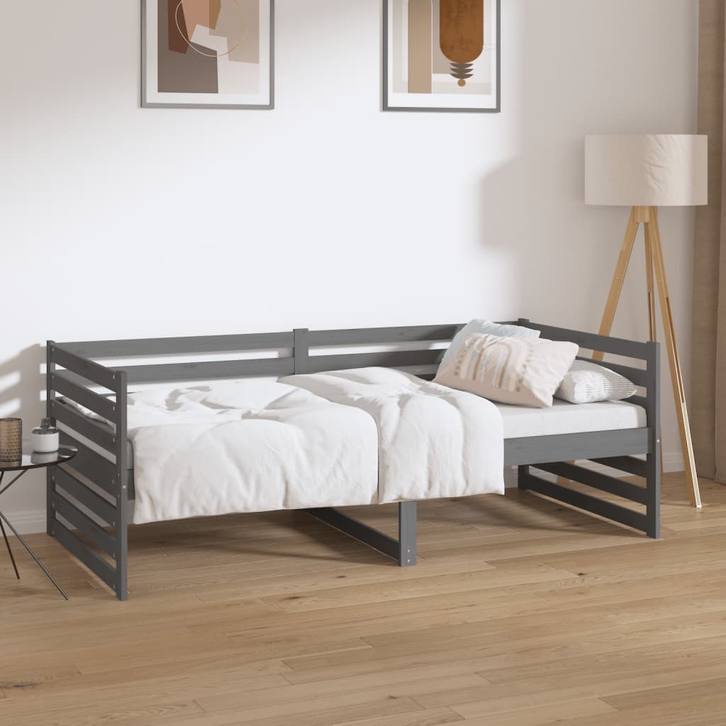 vidaXL Day Bed Grey 90x190 cm Solid Wood Pine